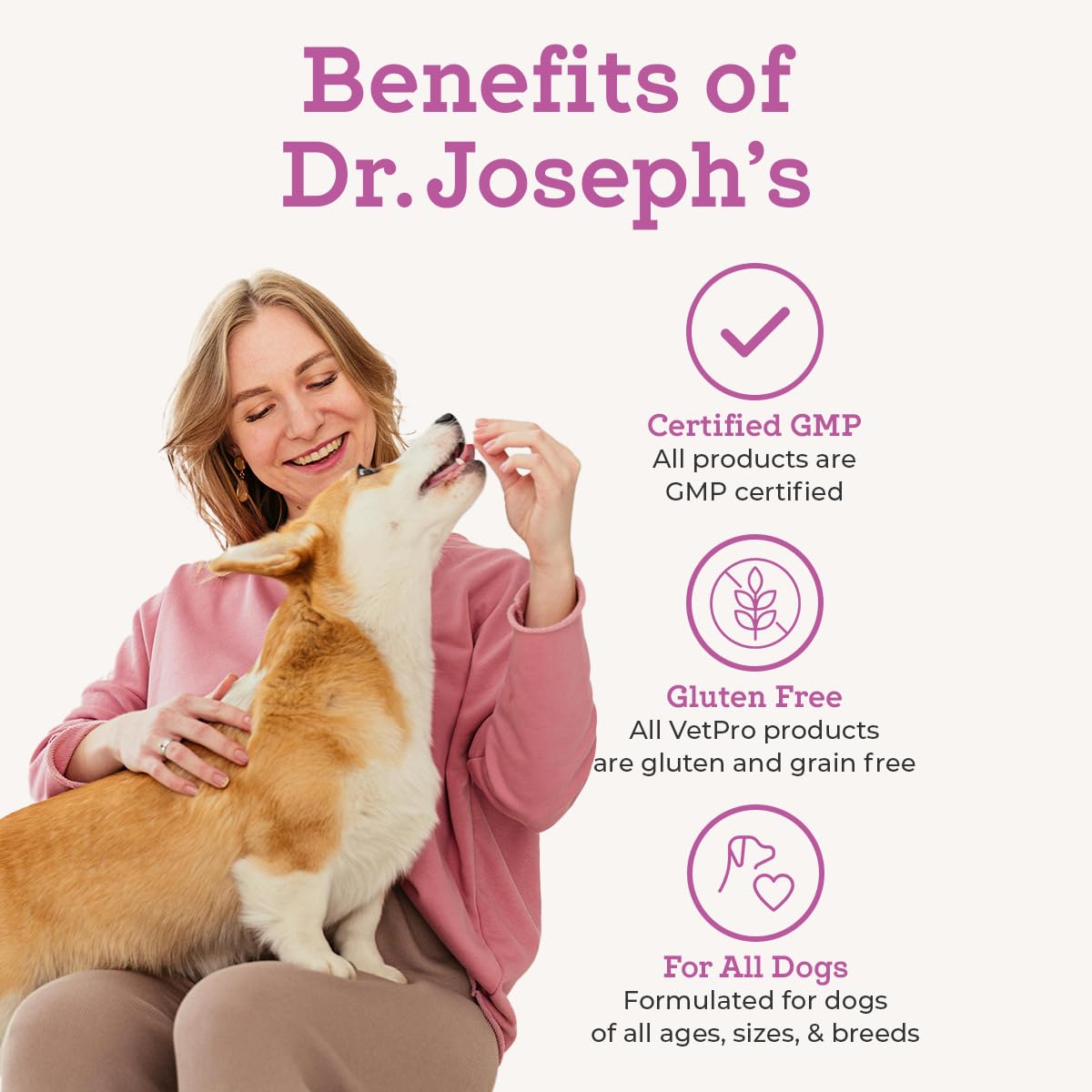 Dr. Joseph's VetPro Complete Dog Hip & Joint Supplement for Arthritis Pain Relief – High-Strength Glucosamine & Chondroitin Chews for Senior Dogs – Vet Formulated Daily Treats, Chicken Flavor, 60 Ct VetPro CompleteAu supplements