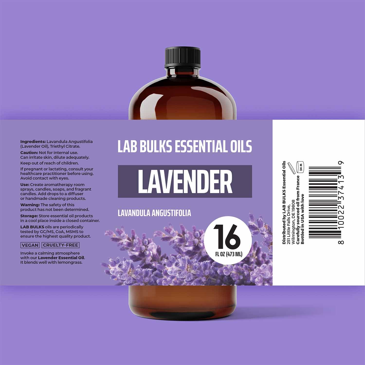 LAB BULKS ESSENTIAL OIL - Lavender Oil 16 Ounce Bottle for Diffusers, Home Care, Candles, Aromatherapy LAB BULKS ESSENTIAL OILAu supplements