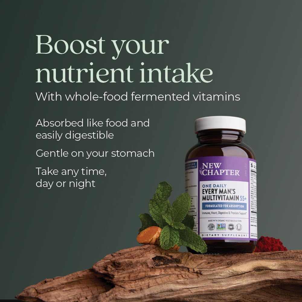 New Chapter Multivitamin for Men 50 Plus + Immune Support - Every Man's One Daily 55+ with Fermented Probiotics + Whole Foods + Astaxanthin New ChapterAu supplements