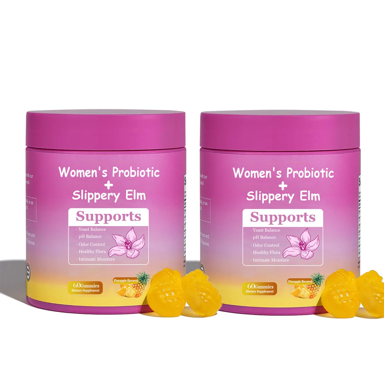 DYALE Her Juicy Feminine Probiotics Gummies for Women | Pineapple Flavor | Supports pH Balance, Gut Health & Immune System | with Slippery Elm, Prebiotics & Lactobacillus Blend | 60 Gummies (2pcs) DyaleAu supplements