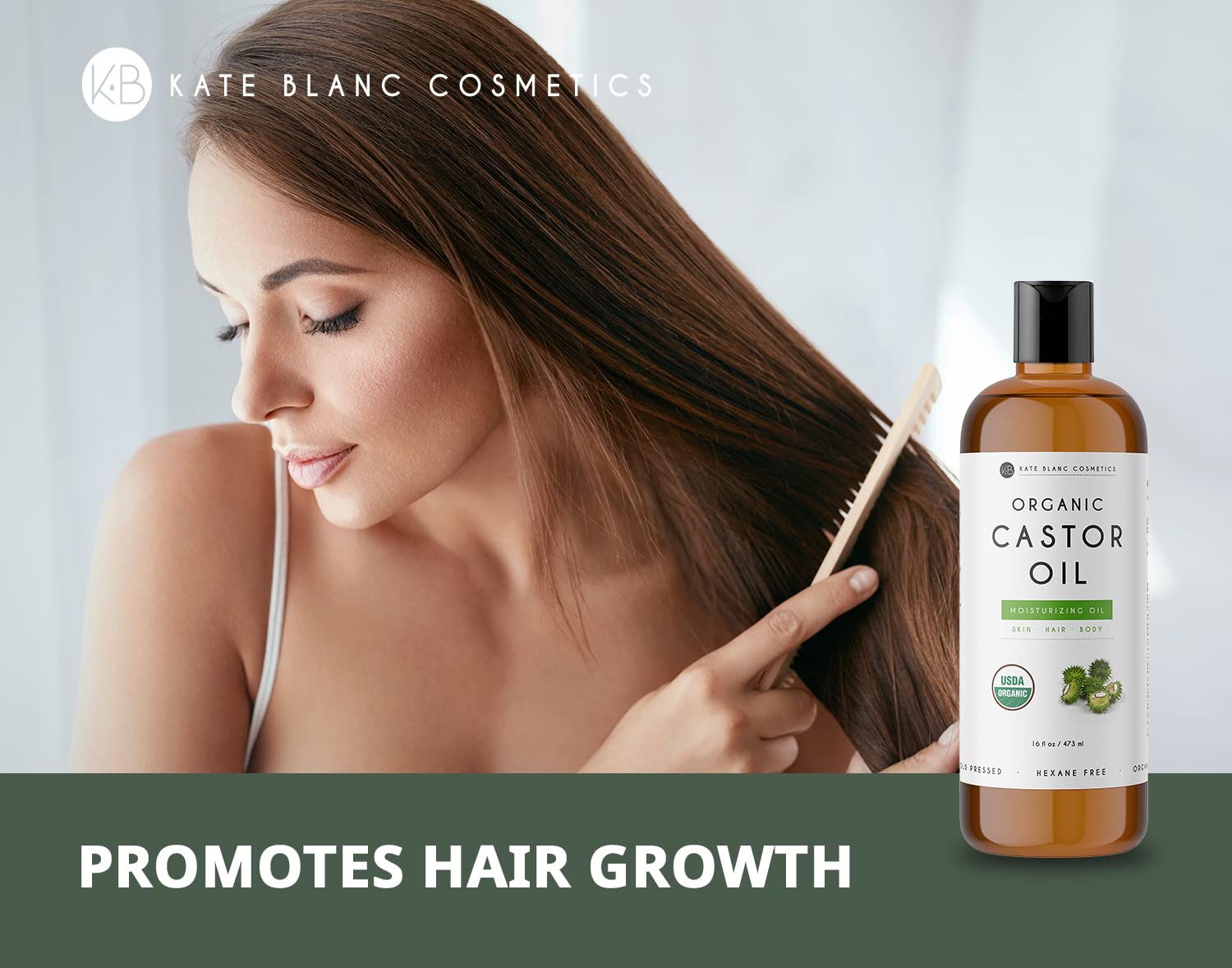 Kate Blanc Cosmetics Castor Oil 16oz - USDA Certified Organic. Cold-Pressed, 100% Pure Kate Blanc CosmeticsAu supplements