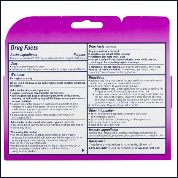Monistat 7 Vaginal Cream with Tube Plus 7 Disposable Applicators, Anti-Fungal, For Most Vaginal Yeast MonistatAu supplements