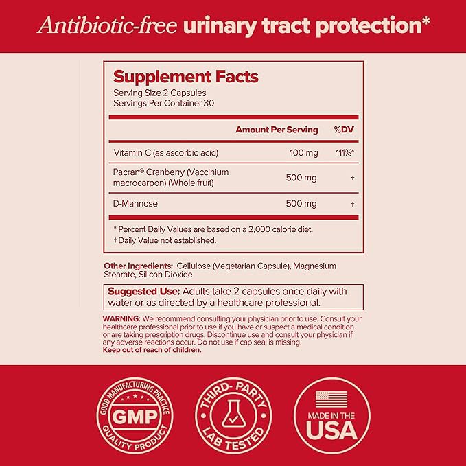 URO Urinary Tract Health Supplement for Women, 60 Count (Pack of 1) - Urinary Support O PositivUS supplements