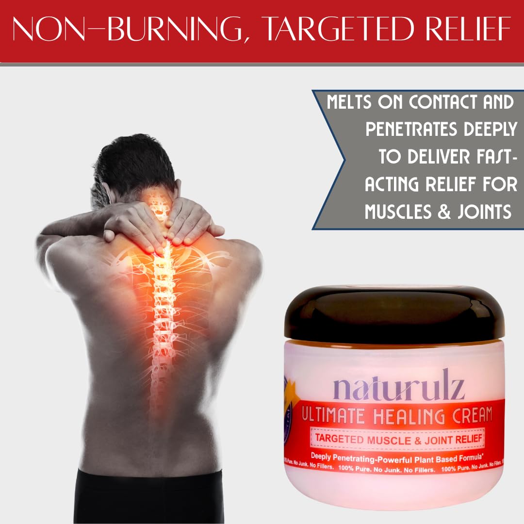 Naturulz Ultimate Healing Cream 4 ounce All-Natural Extra Strength Muscle Rub & Joint Topical for Back, Neck & Shoulder Discomfort with Arnica, Calendula & Capsaicin. 'NO JUNK' Extra Strength Formula. NaturulzAu supplements