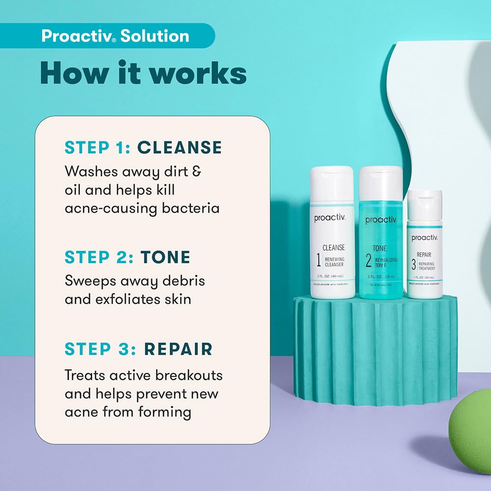 Proactiv 3 Step Acne Treatment - Benzoyl Peroxide Face Wash, Repairing Acne Spot Treatment for Face and Body ProactivUS supplements