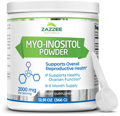 Zazzee Myo-Inositol Powder, 6 Month Supply, 183 Servings, 2000 mg per Serving ZazzeeUS supplements