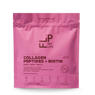Flip My Life Collagen Peptides + Biotin, Hyaluronic Acid & Vitamin C - For Hair, Skin, Nails - Gut Health/Joint Support - Ageless Beauty Blend Supplement Powder for Men/Women - 9g Protein—26 Servings Flip My LifeAu supplements