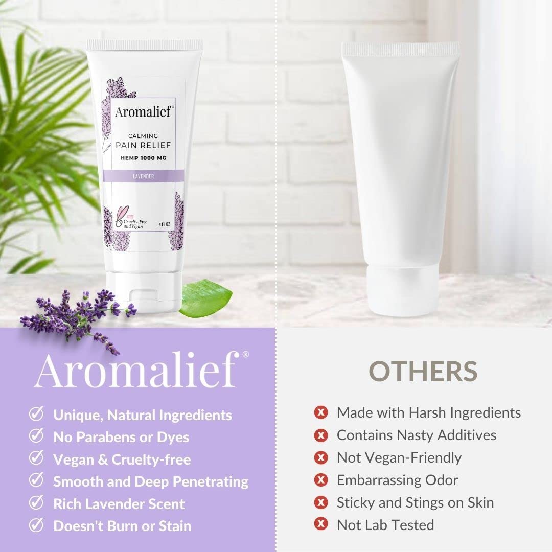 Hemp Cream with Lavender Aromatherapy - 1000MG Made in USA - Muscle & Joint Relief - Menthol, Glucosamine, Chondroitin MSM - Vegan AromaliefAu supplements