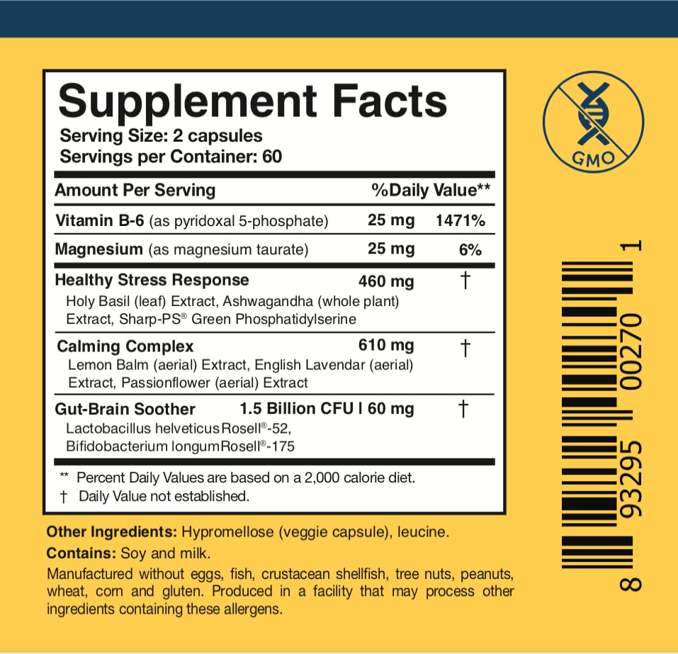 Researched Nutritionals AnxiaEase - Stress, Cortisol Management & Mood Support Supplement - Botanicals, Vitamin B6, Magnesium & 'Psychobiotic' Probiotic Strains (120 Capsules) Researched NutritionalsAu supplements