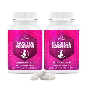 Myo-Inositol & D-Chiro Inositol Capsules with Folic Acid for PCOS | Prenatal Fertility BeLiveUS supplements