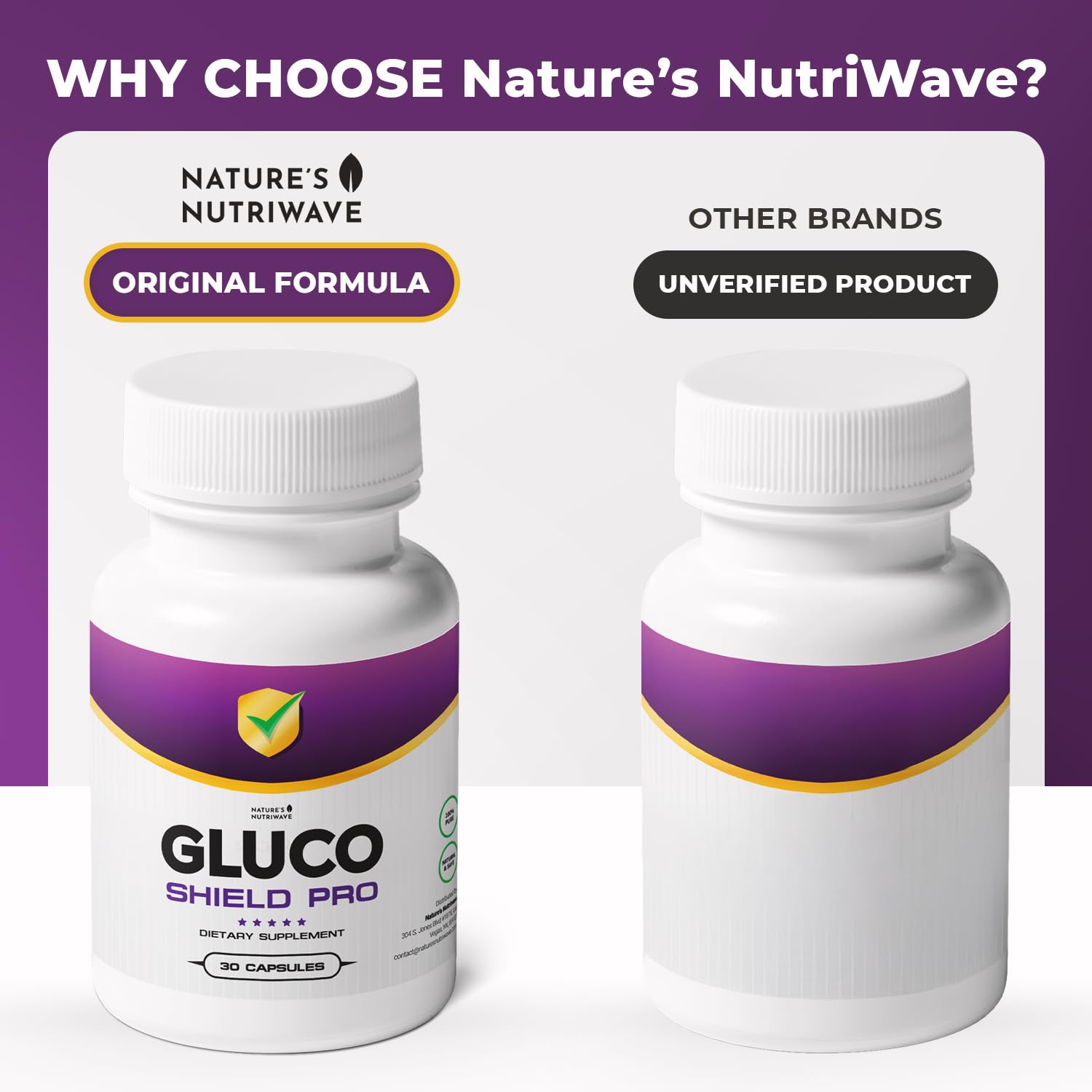 GlucoShield Pro - Natural Supplement with Vitamins B1, B2, B6, Magnesium, Zinc & Calcium | Non-GMO, Stimulant-Free, Easy-to-Take | Made in the USA, GMP-Certified | 30 Capsules, 3 Month Supply Nature’s NutriWaveAu supplements