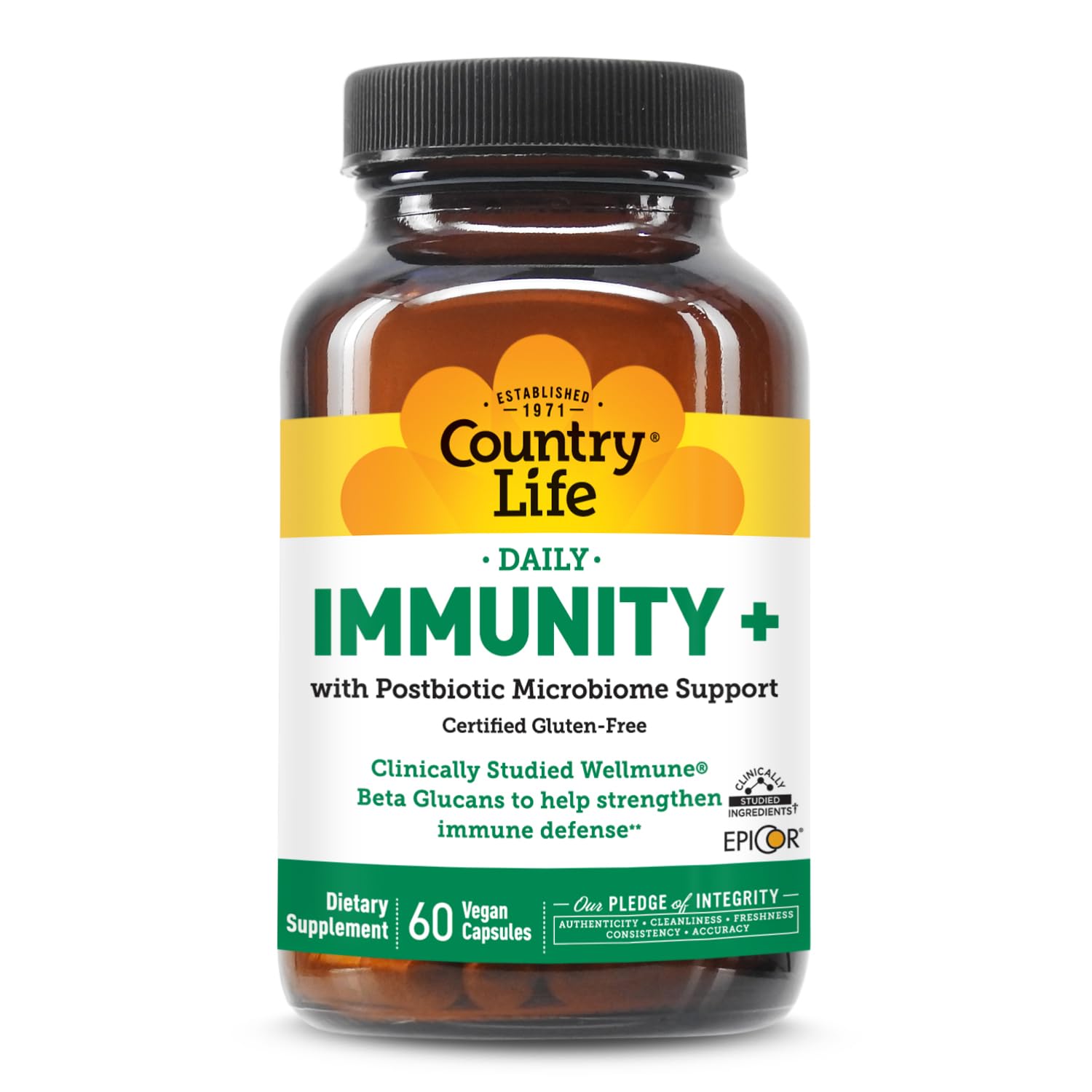 Country Life Immunity+ Supplement, 60 Capsules - Supports Immune and Gut Health - for Men and Women - Clinically Studied Ingredients, Vegan, Gluten Free, Certified B Corporation Country LifeAu supplements