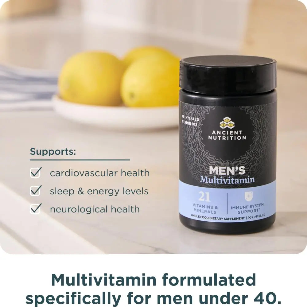 Ancient Nutrition Multivitamin for Men, Multi Men's, Methylated Vitamin D, C, E, B12, Zinc, Magnesium, Supports Healthy Immune System and Bone Health, 90 Ct Ancient Nutritionnz supplements