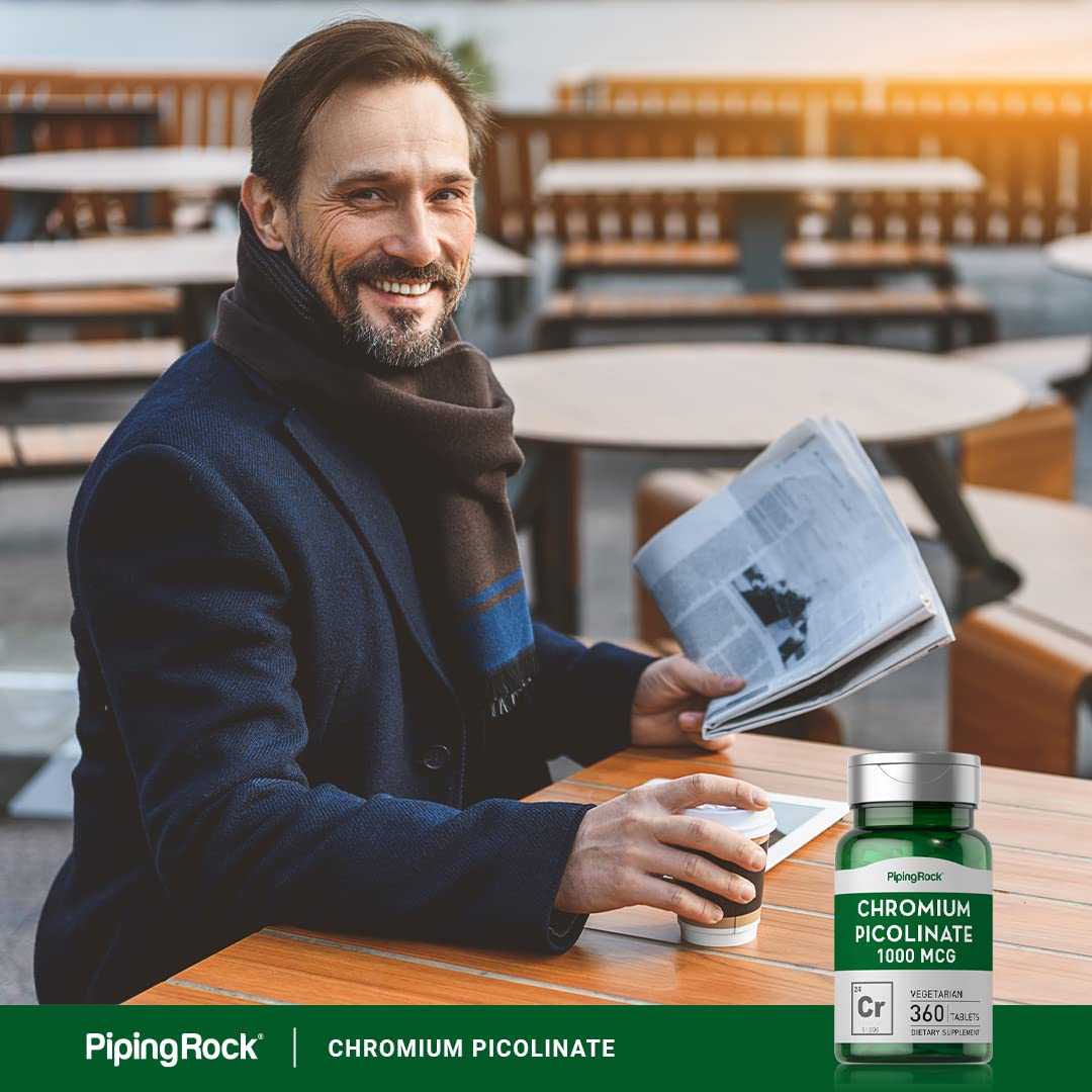 Chromium Picolinate 1000 mcg | 360 Tablets | Chromium Supplement | Vegetarian, Non-GMO Piping RockUS supplements