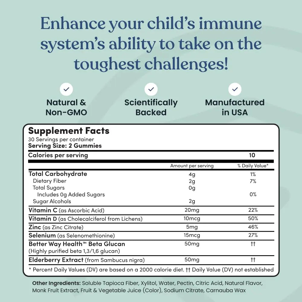 Immune Ready™ Kids Multivitamin Gummies – Mixed Berry Flavor – Sugar-Free Daily Kids Immune Support with Beta Glucan, Elderberry Immune ReadyAu supplements