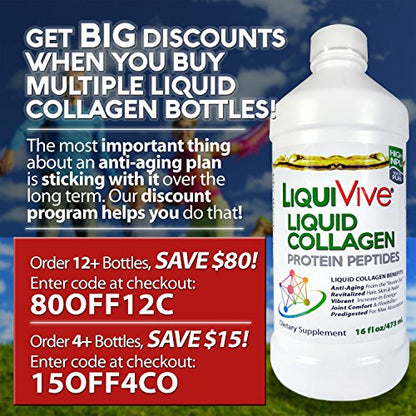 LiquiVive Liquid Collagen Protein Peptides Concentrate | Pure Hydrolyzed Super Multi Collagen Life MiracleUS supplements