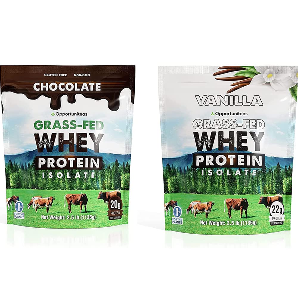 Opportuniteas Chocolate & Vanilla Whey Protein Powder Bundle - Grass Fed Whey Isolate OpportuniteasUS supplements