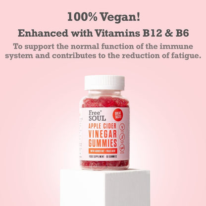 Apple Cider Vinegar Gummies with The Mother 1000mg Enhanced with Vitamin B12 & Folic Free SoulUS supplements
