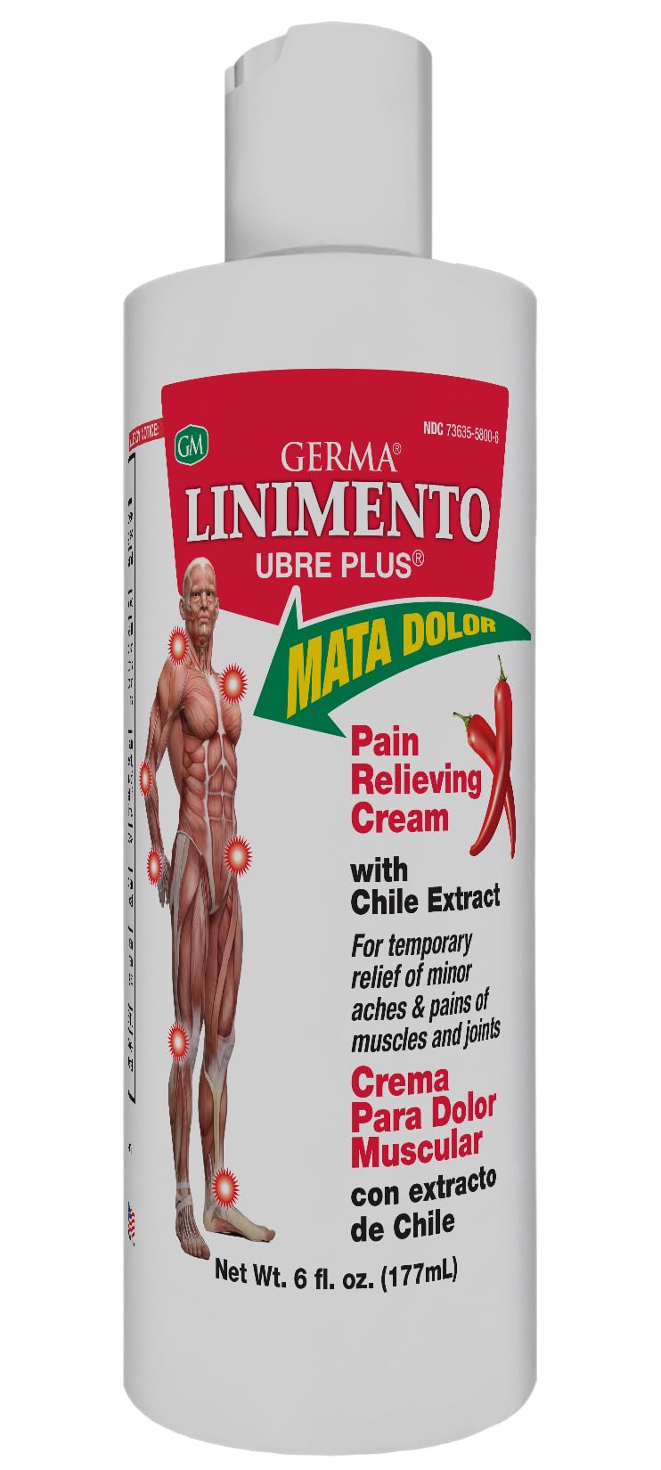 Germa Liniment Udder Plus. Natural Topical Analgesic Ointment. Relief for Pain and Aches in Joints and Back. With Chile Extract. 6 oz. Pack of 3 GermaAu supplements