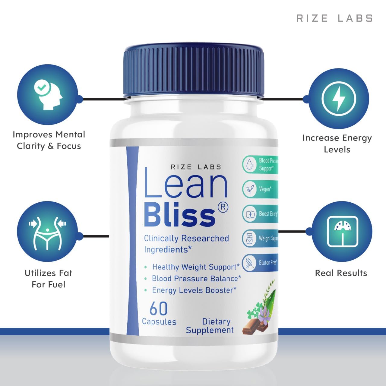 (3 Pack) Lean Bliss Weight Loss Pills, Lean Bliss Fat Burning Formula, LeanBliss Advanced rize labsUS supplements