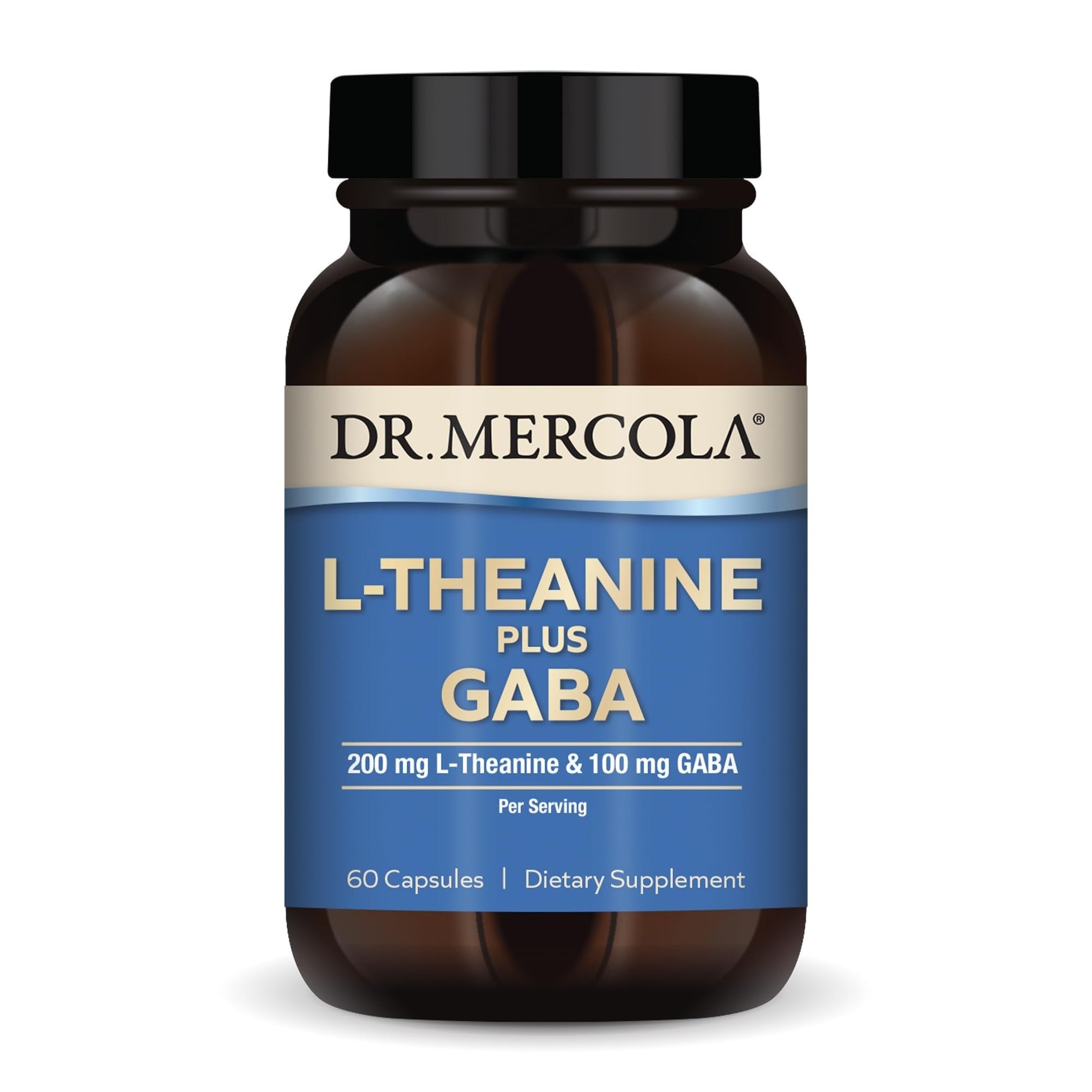 Dr. Mercola L-Theanine Plus GABA - Supports Relaxation - Focus & Cognitive Function - Stress Support Supplement - 200 mg L-Theanine - 100 mg GABA - 60 Capsules Dr. MercolaAu supplements