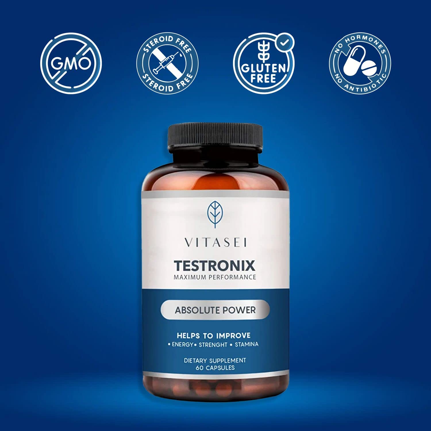 VITASEI Testronix Performance Supplement for Men - Energy and Muscle Supplements for Mens Health - 60 Capsules (Pack of 2) VITASEIAu supplements