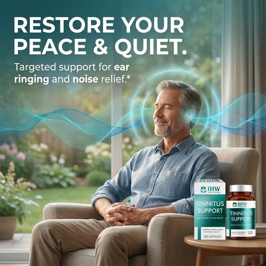 IHW Tinnitus Relief for Ringing Ears, 1200mg Tinnitus Relief Supplement, 120 Capsules, with Vitamin B Complex & C, Reduces Ringing in Ears, Promotes Hearing Wellness & Comfort IHWAu supplements