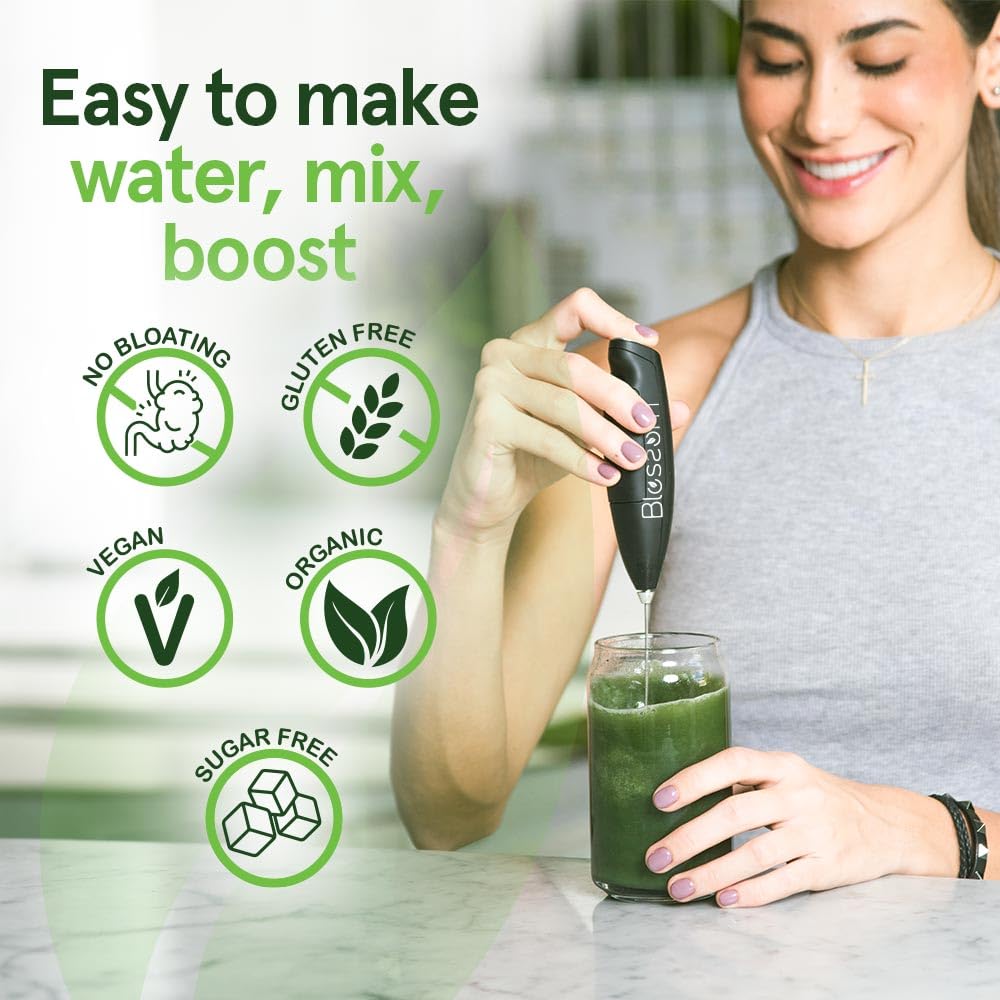 Blossom SuperGreens Probiotics – Digestive Enzymes with Pre/ProBiotics for Bloating Relief – 30+ SuperGreens & SuperReds to Boost Energy –Organic, Gluten-Free, No Fiber, 0g Sugar (Lemon Citrus) BRANIAAu supplements