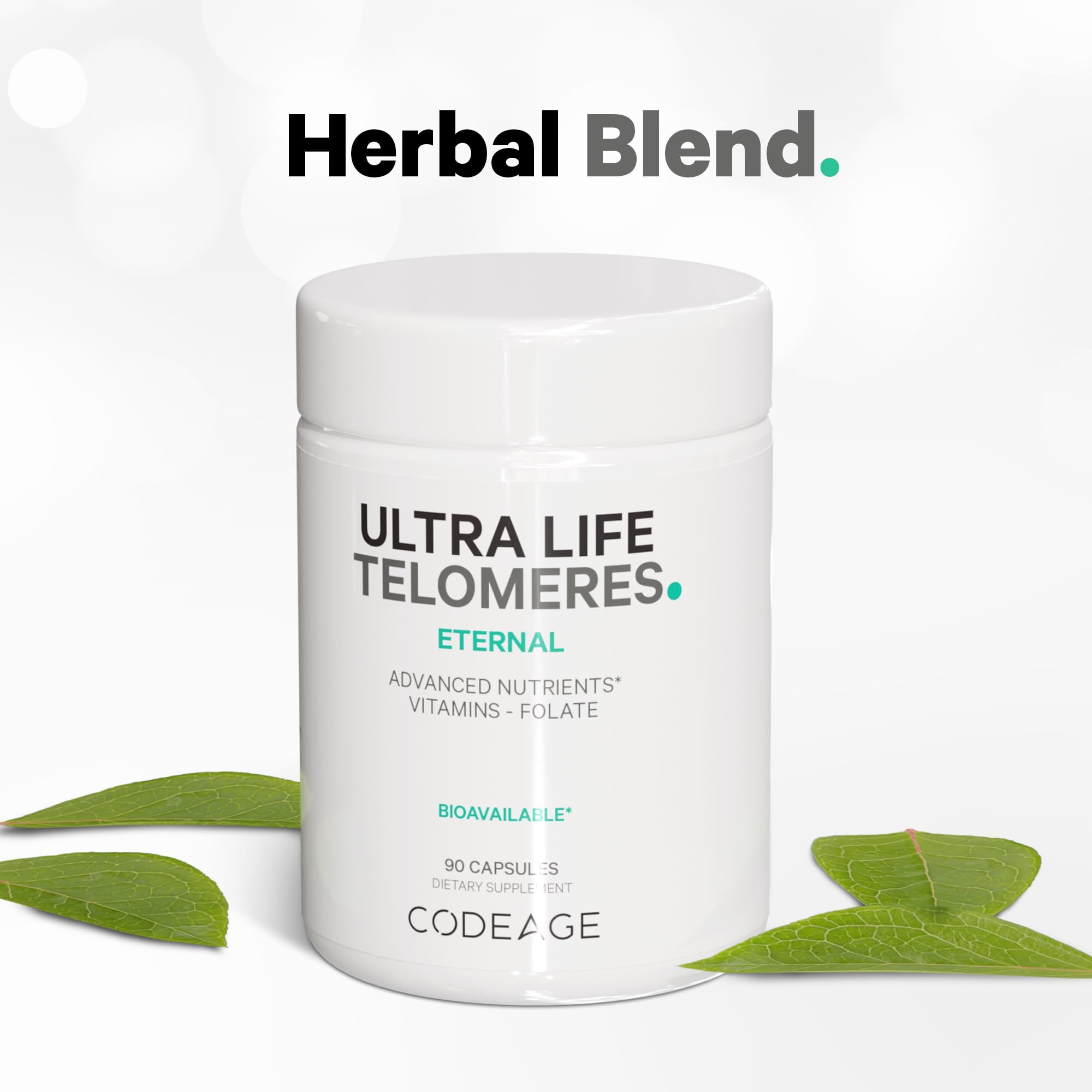 Codeage Ultra Life Telomeres Supplement - 5 MTHF Folate Vitamin B9, Vitamin B12 Methylcobalamin, Vitamin D3, L-Theanine, Ashwagandha - 3-Month Supply - DNA, Methylation Cycle - Non-GMO - 90 Capsules CodeageAu supplements
