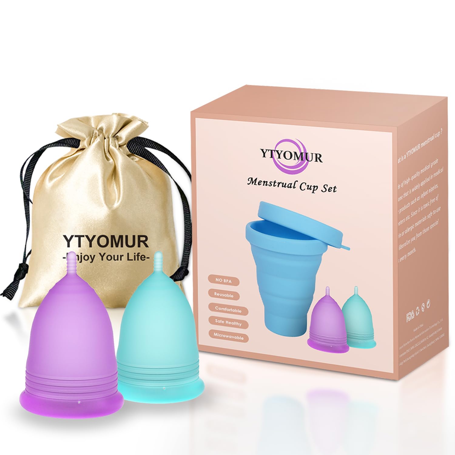 YTYOMUR Menstrual Cup Set, 2 Soft Period Cup Come with Collapsible Cleaner Cup YTYOMURAu supplements