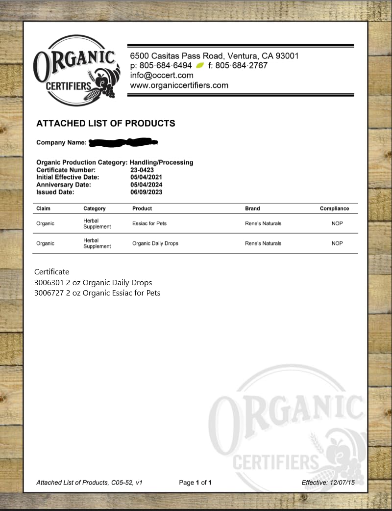 Essiac Original Tea USDA Organic Daily Drops for Enhanced Lymphatic Drainage and Immune Support | Alcohol Free Concentrated Formula | 2oz (59ml) EssiacAu supplements