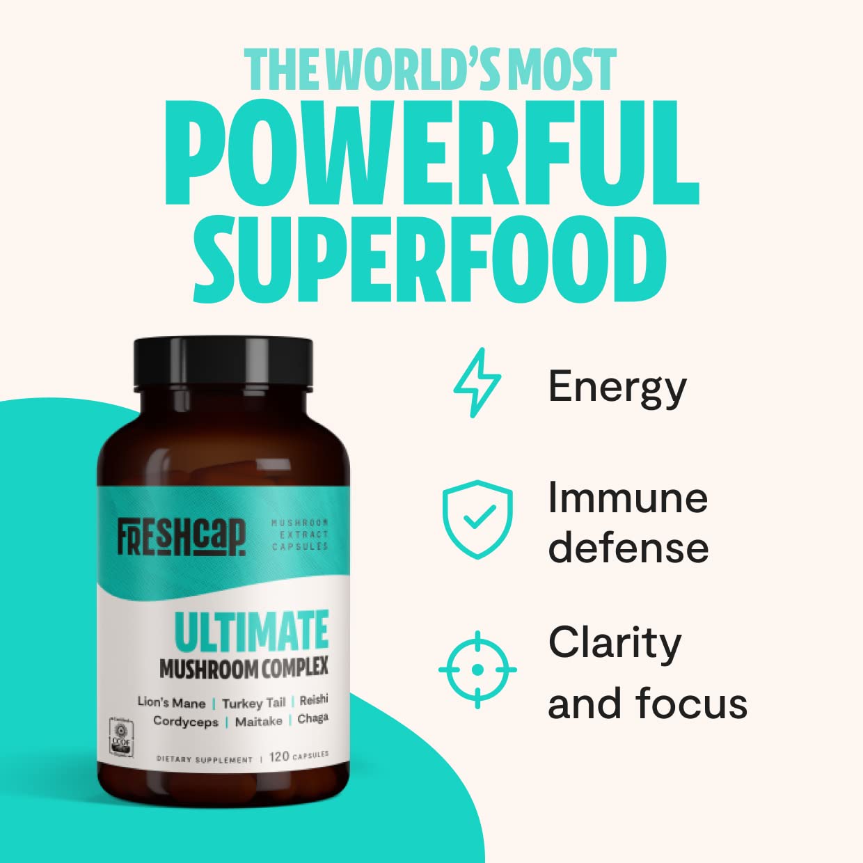 FreshCap Ultimate Mushroom Complex - Lions Mane, Reishi, Cordyceps, Chaga, Turkey Tail FreshCap MushroomsAu supplements