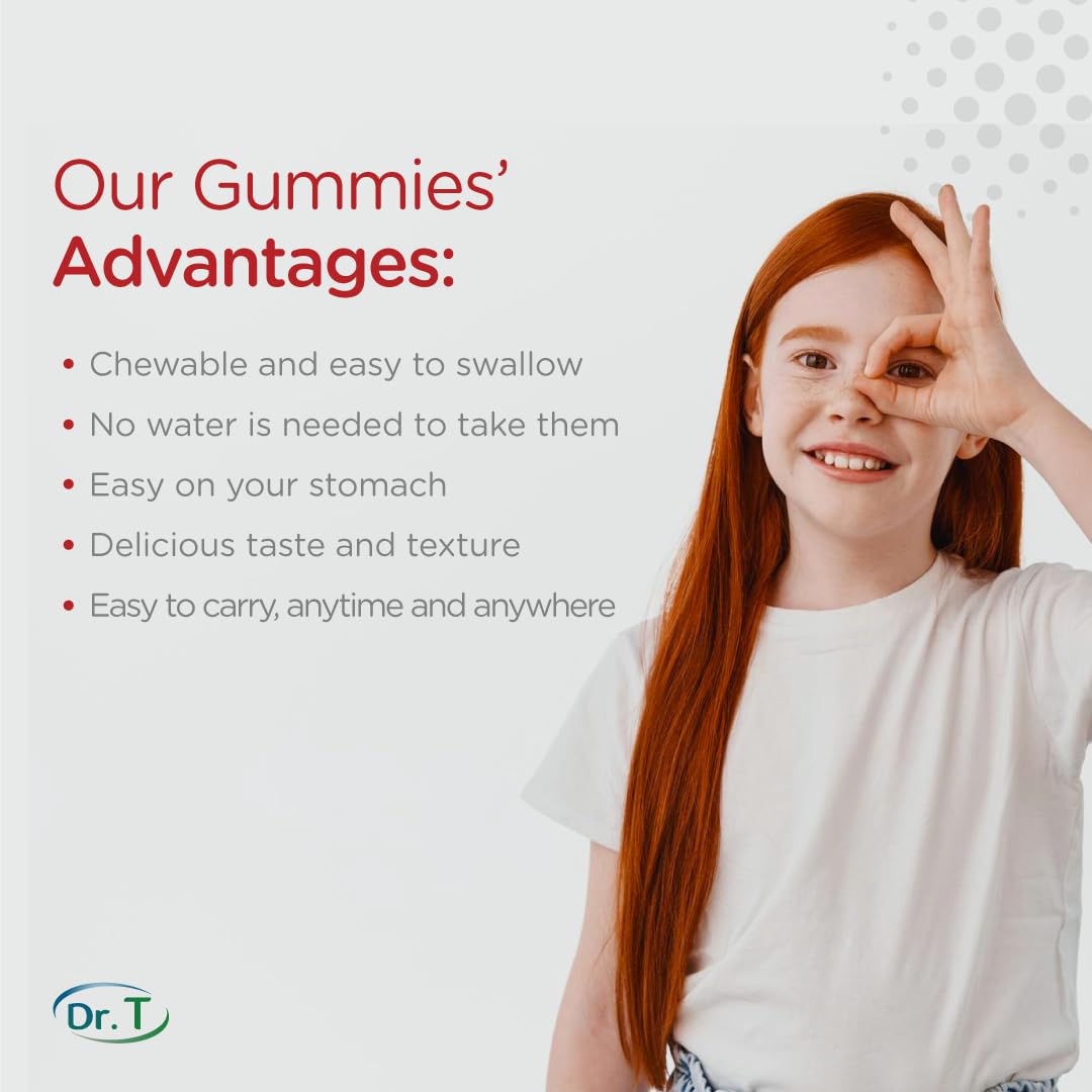 Dr. T Kids Multivitamin Gummies – Daily Vitamins for Kids Ages 2+, with A, C, D, E, B & Folic Acid – Supports Bone Strength, Immunity & Overall Health Dr. TUS supplements