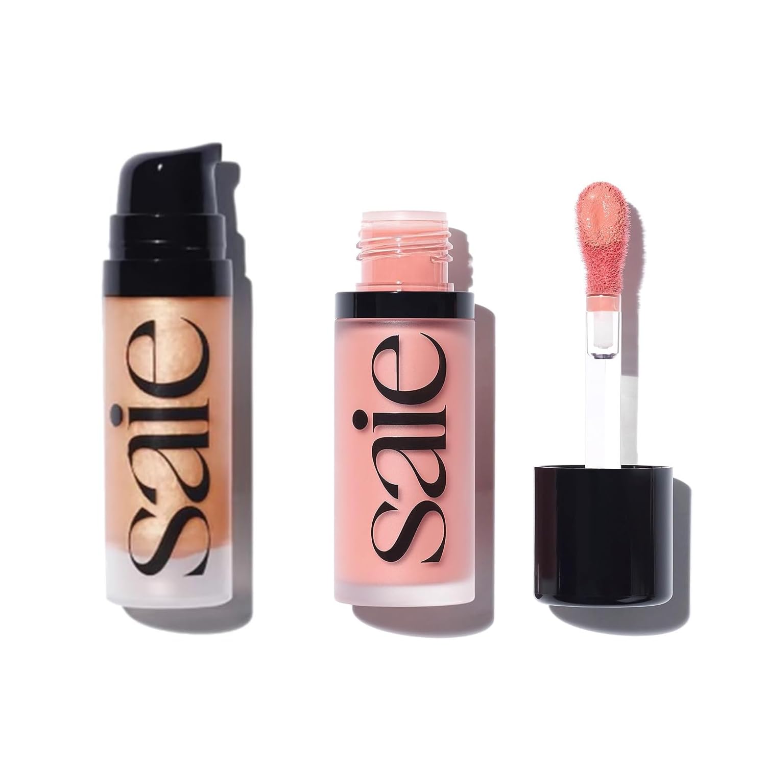 Saie Mini Glowy Super Gel Lightweight llluminator & Makeup Primer - Sunglow (0.5 oz) + Dew Blush - Lightweight Liquid Blush with a Blendable + Buildable Cream Finish - Rosy (.40 oz) SaieAu supplements