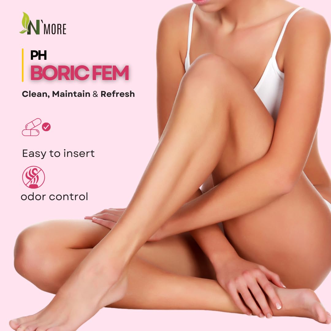 N'More Boric Acid Vaginal Suppositories- 100% Pure - Made in USA- Boricfem Vaginal Health Supplement- 30 Servings (Pack of 1) N'MoreUS supplements