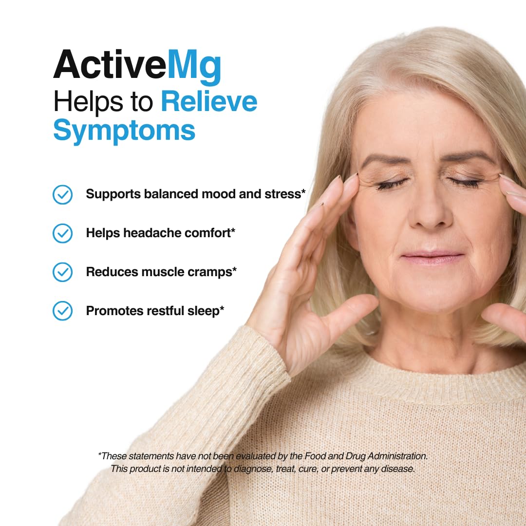 Active Mg Magnesium Supplement – 300mg Elemental Magnesium + Zinc & B Vitamins – Muscle & Nerve Support – 90 Vegan Capsules Migraine StopAu supplements