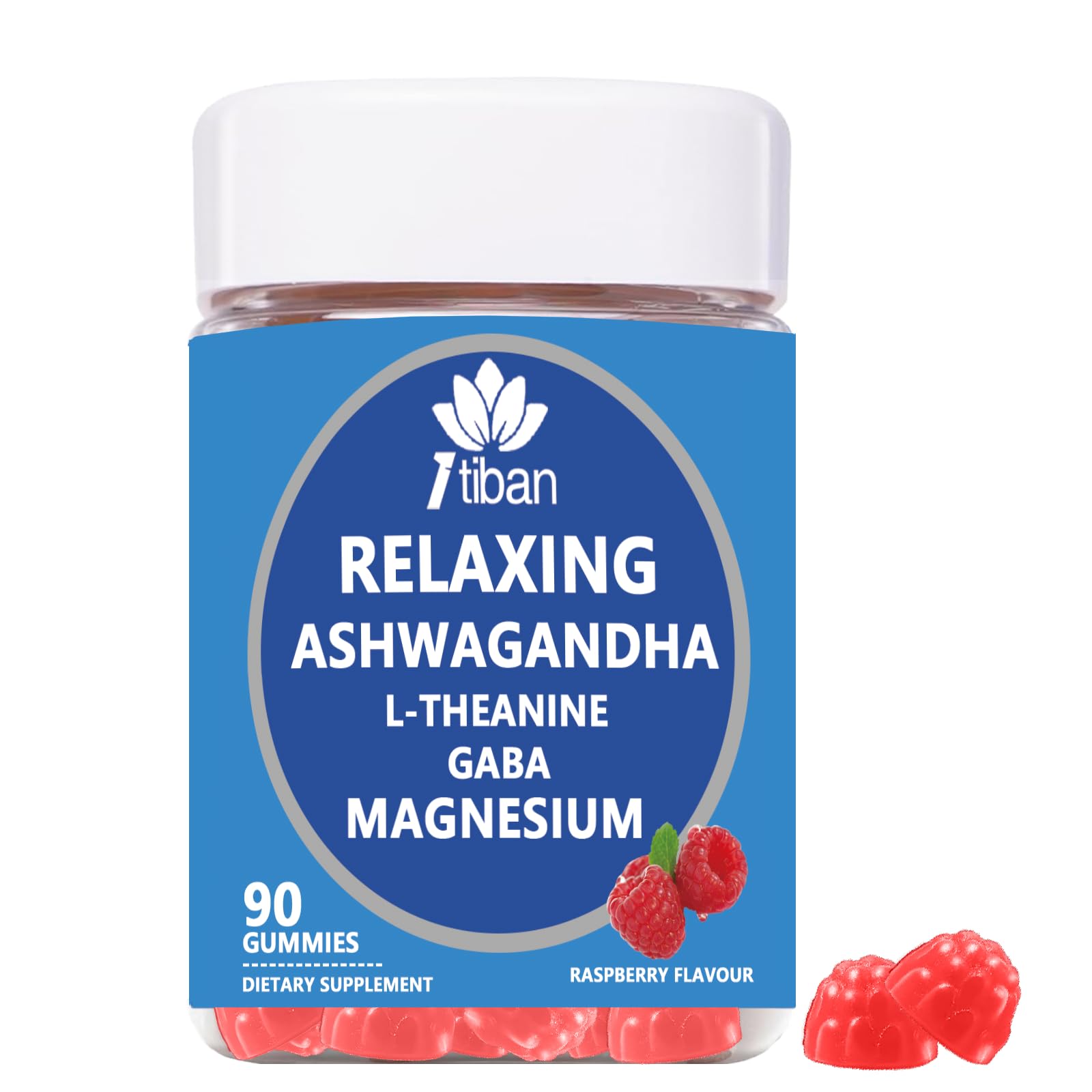 Itiban Cortisol Supplements for Women, Calm Magnesium Glycinate Gummies, Ashwagandha, L-Theanine, GABA, D3, B6, Mood Anxiety Sleep Relax, Raspberry Flavour, Vegan 90 Gummies ItibanAu supplements
