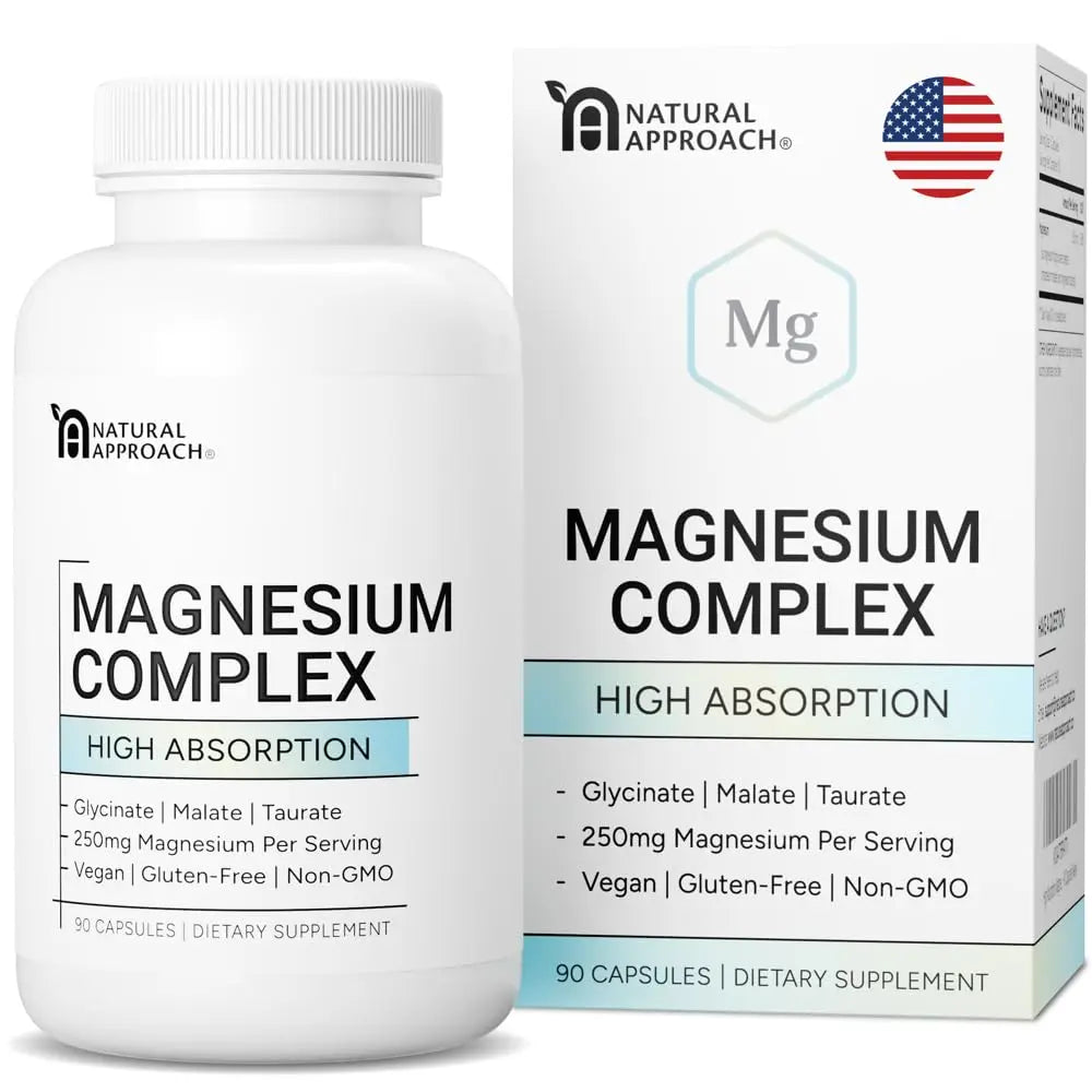 High Absorption Magnesium Complex with Glycinate, Malate & Taurate - Premium Magnesium Supplement for Sleep, Relaxation, Leg Cramps & Stress Relief - 100% Chelated & Easy On The Gut - 90 Capsules Natural ApproachAu supplements