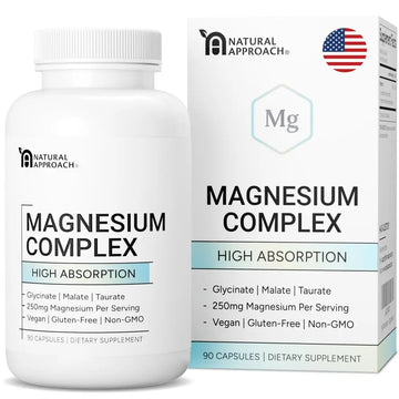 High Absorption Magnesium Complex with Glycinate, Malate & Taurate - Premium Magnesium Supplement for Sleep, Relaxation, Leg Cramps & Stress Relief - 100% Chelated & Easy On The Gut - 90 Capsules Natural ApproachAu supplements