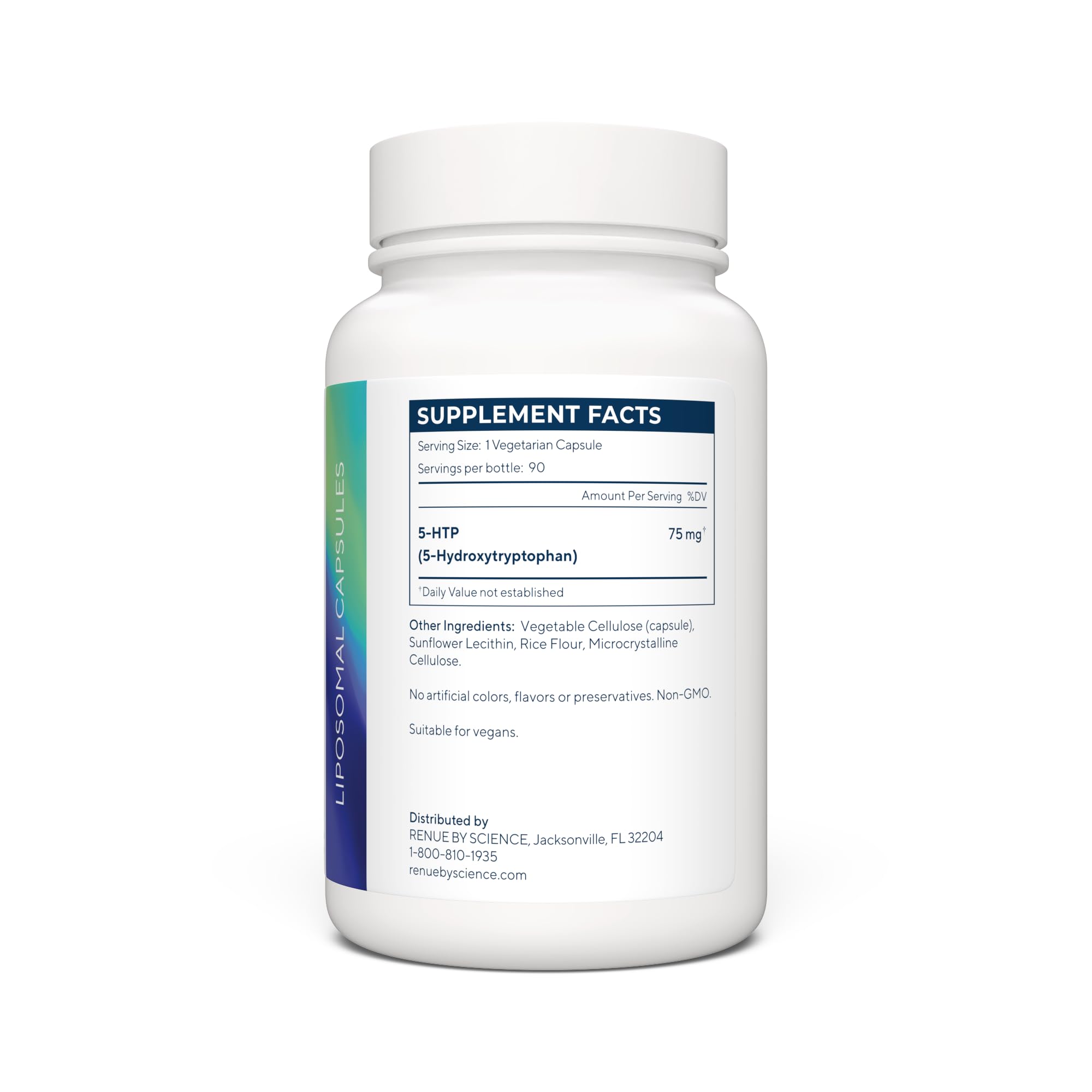 Renue By Science 5HTP | Liposomal 5 HTP Supplement | 90 5-HTP Capsules - 75mg 5-hydroxytryptophan per Serving | Amino Acid Supplement | Non-GMO | Made in The USA & Third-Party Tested Renue By ScienceUS supplements
