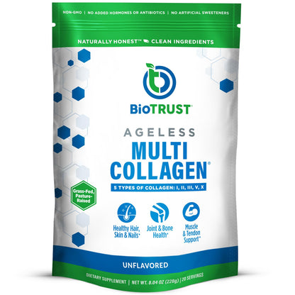 BioTrust Ageless Multi Collagen Peptides Powder - 5 Types (I, II, III, V, X) - Unflavored Collagen Powder for Women & Men - Hydrolyzed Protein BioTrustUS supplements
