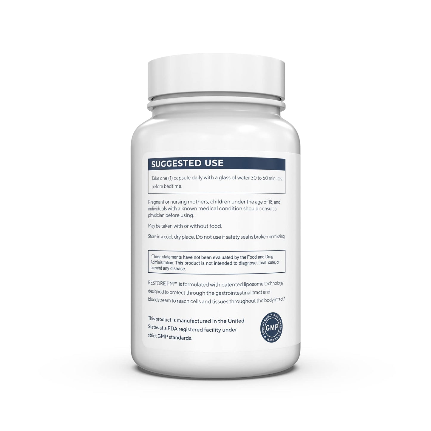 Renue By Science Restore PM | Liposomal Melatonin GABA Supplements | 60 Capsules with Melatonin (3.5mg) 5HTP (100mg) Glutathione (65mg) Apigenin (75mg) GABA (150mg) - Non-GMO | Made in The USA Renue By ScienceUS supplements
