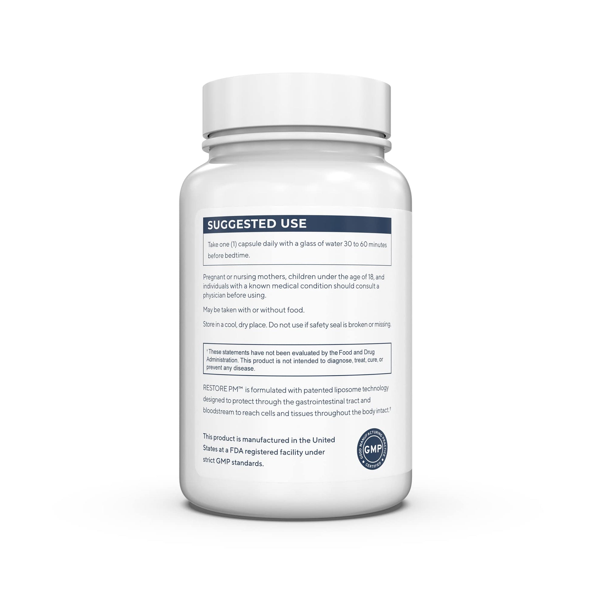 Renue By Science Restore PM | Liposomal Melatonin GABA Supplements | 60 Capsules with Melatonin (3.5mg) 5HTP (100mg) Glutathione (65mg) Apigenin (75mg) GABA (150mg) - Non-GMO | Made in The USA Renue By ScienceUS supplements