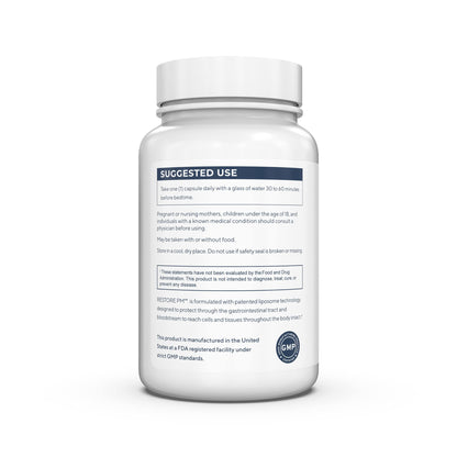 Renue By Science Restore PM | Liposomal Melatonin GABA Supplements | 60 Capsules with Melatonin (3.5mg) 5HTP (100mg) Glutathione (65mg) Apigenin (75mg) GABA (150mg) - Non-GMO | Made in The USA Renue By ScienceUS supplements