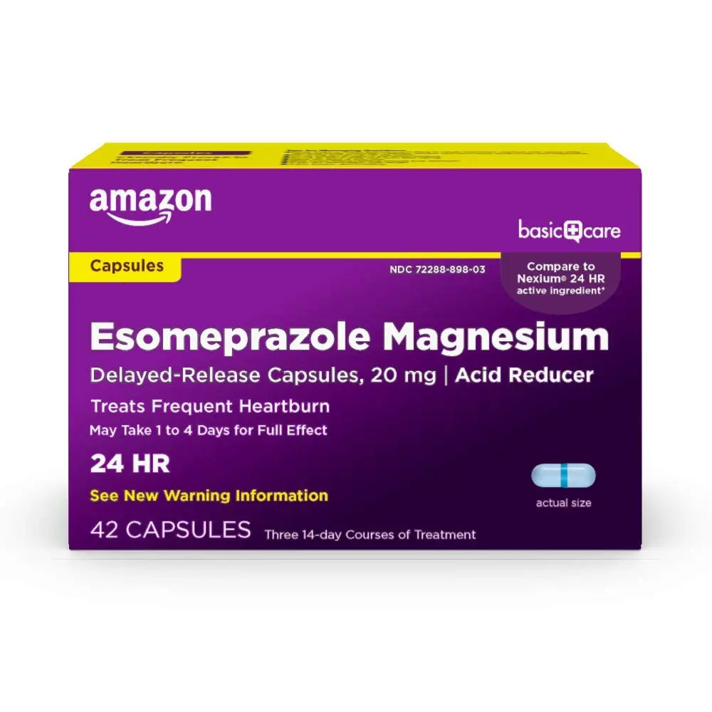 Amazon Basic Care Esomeprazole Magnesium Delayed Release Capsules, 20 mg, Acid Reducer, 42 Count Amazon Basic CareAu supplements