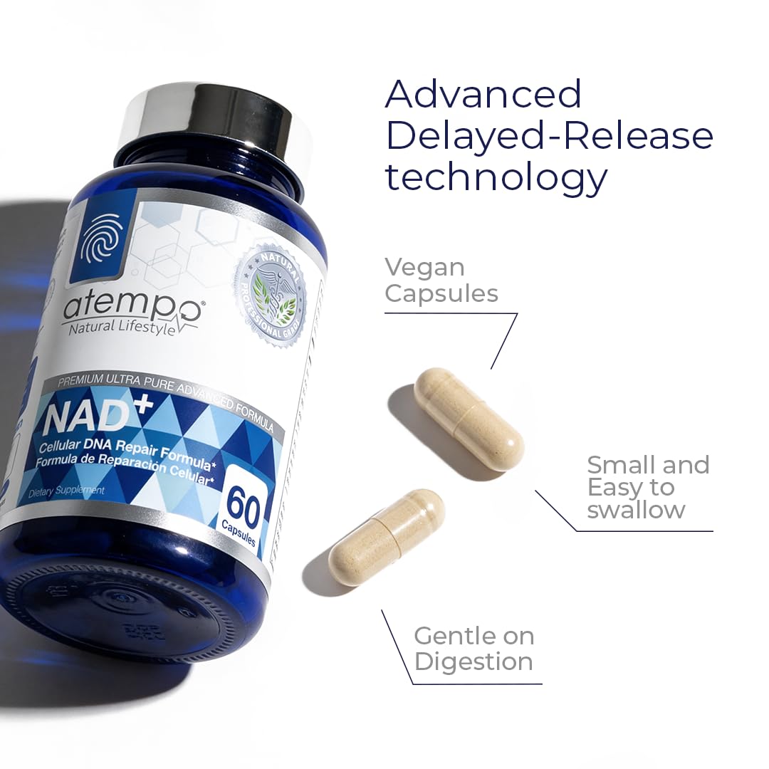NAD+ Supplement 1000 mg High Absorption – Supports Energy, Cellular Health, Brain Function, and Healthy Aging – Pure NAD Formula with 60 Capsules ATEMPO NATURAL LIFESTYLEAu supplements