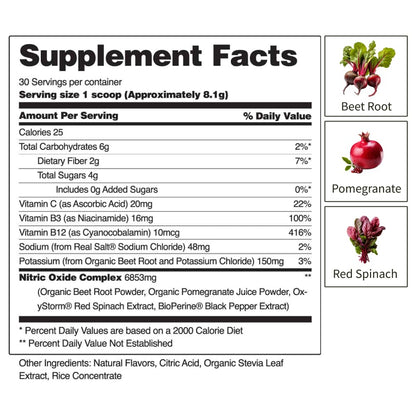 Snap Supplements USDA Organic Beet Root Powder, 3-in-1 Nitric Oxide Supplement Snap SupplementsUS supplements