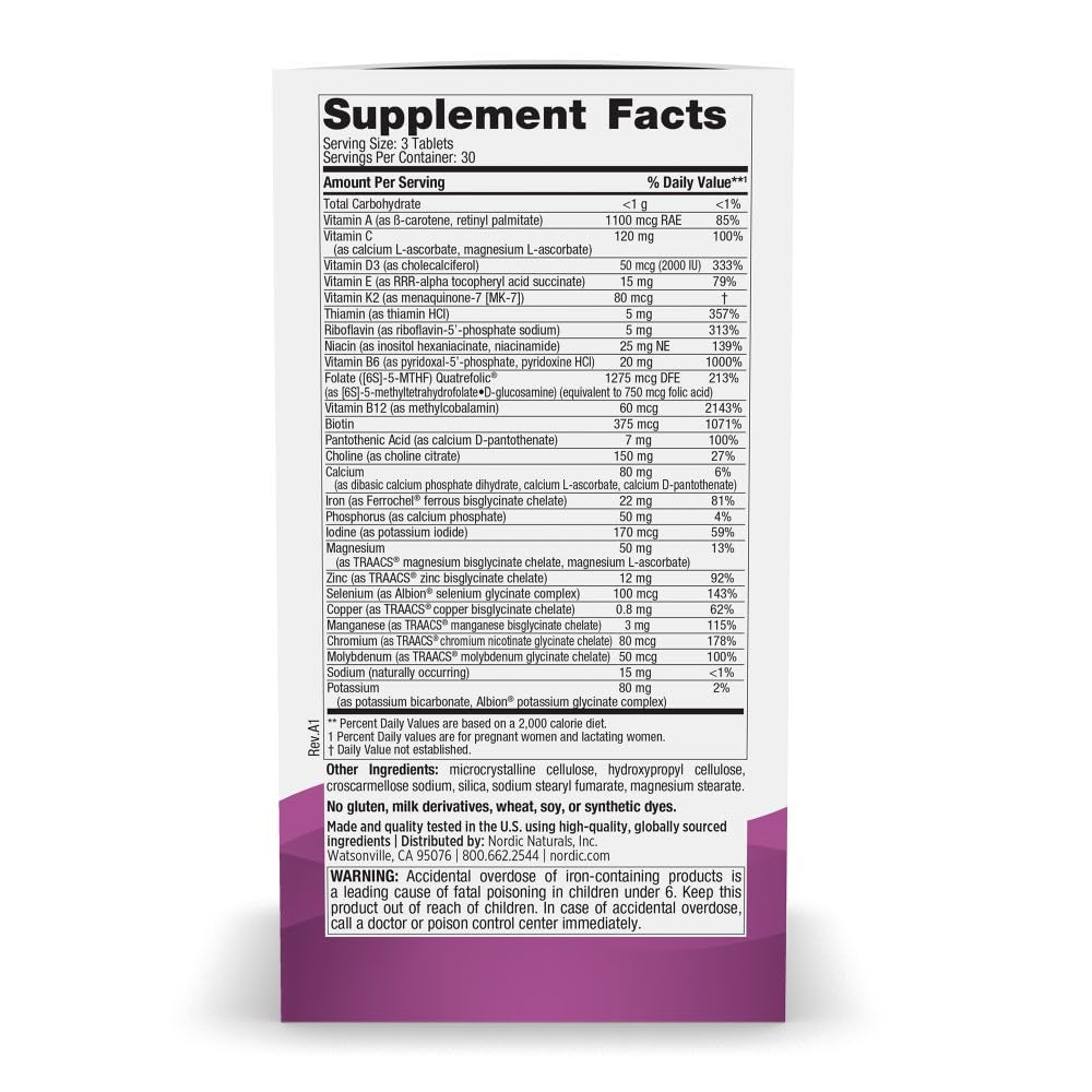 Nordic Naturals Vegetarian Prenatal Multivitamin Minis - 90 Easy to Swallow Tablets - Highly Absorbable Multivitamin and Mineral Supplement to Support Pregnancy - Non-GMO, 30 Servings Nordic NaturalsAu supplements